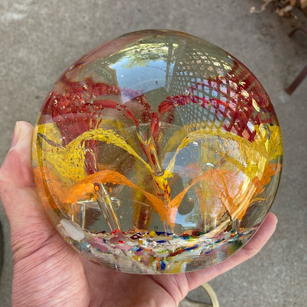 Colorful Huge Magnum Glass Sphere Paperweight with Stand - Picture 9 of 15